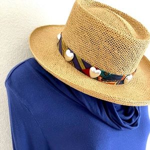 Elevated Western HAT headwear with band and silver hearts-quality made! EUC